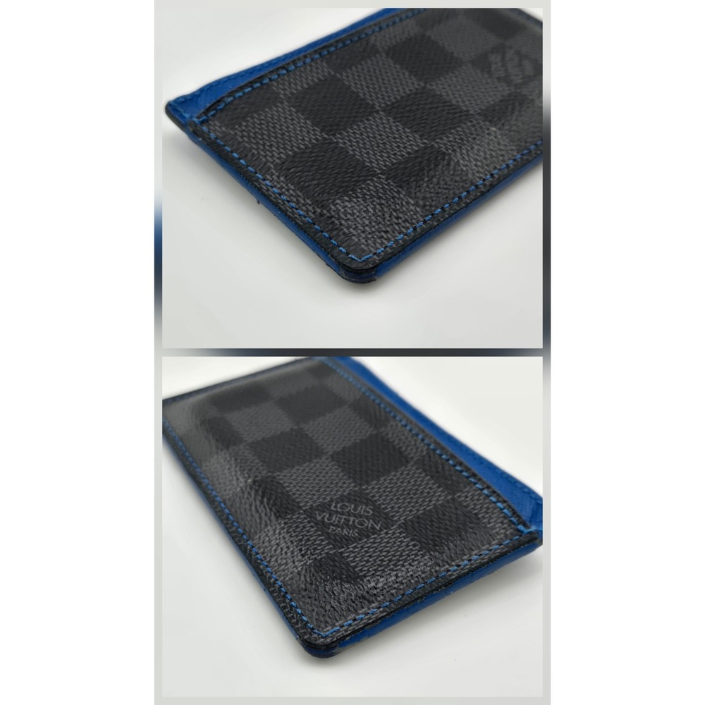 Louis Vuitton Damier Graphite Porte Cartes Simple Card Holder Blue N64029 - Picture 7 of 12